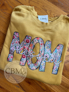 Blessed Mom Floral Bella Canvas Sweatshirt