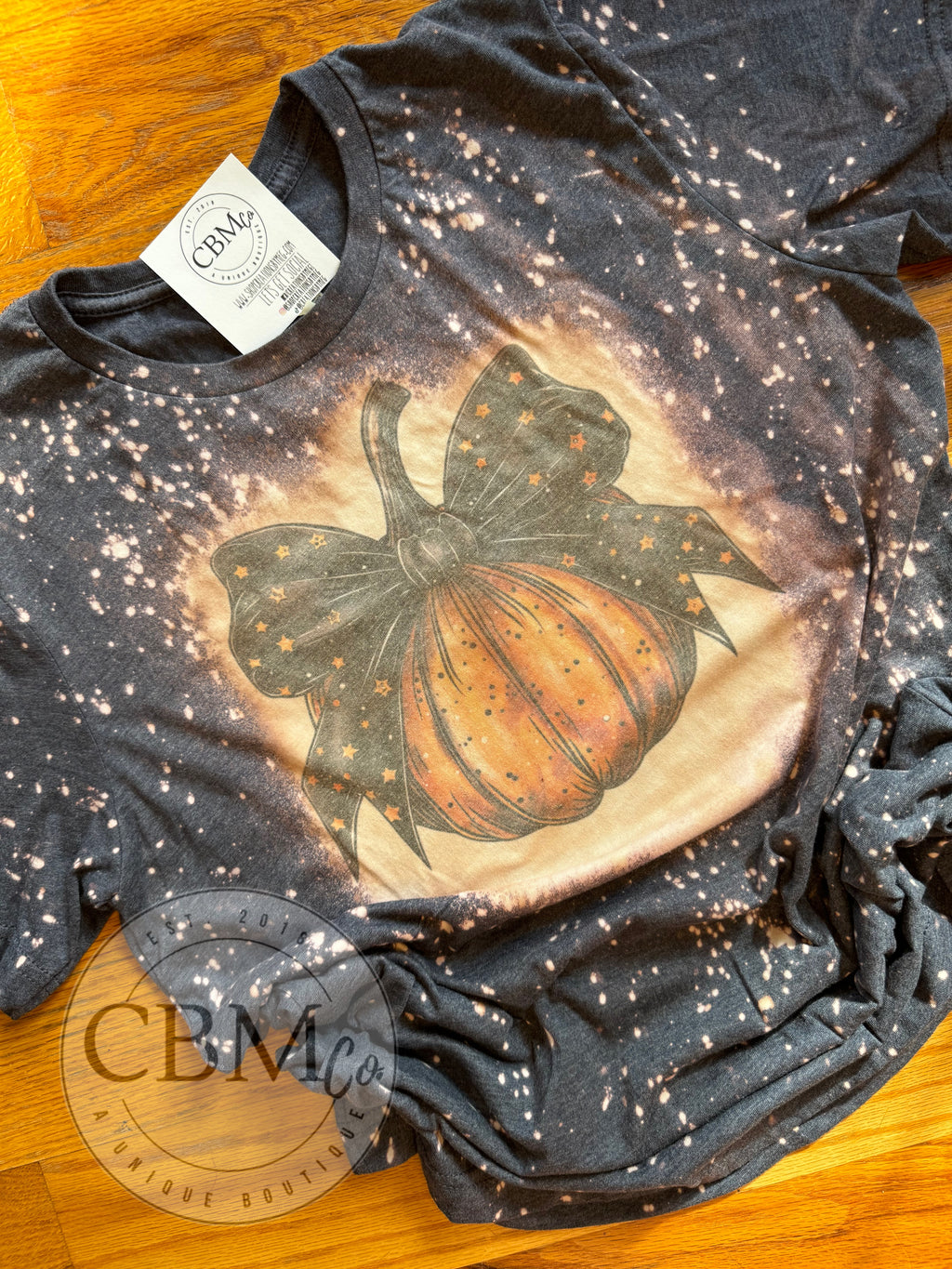 Halloween Pumpkin Splatter Bleached Tee