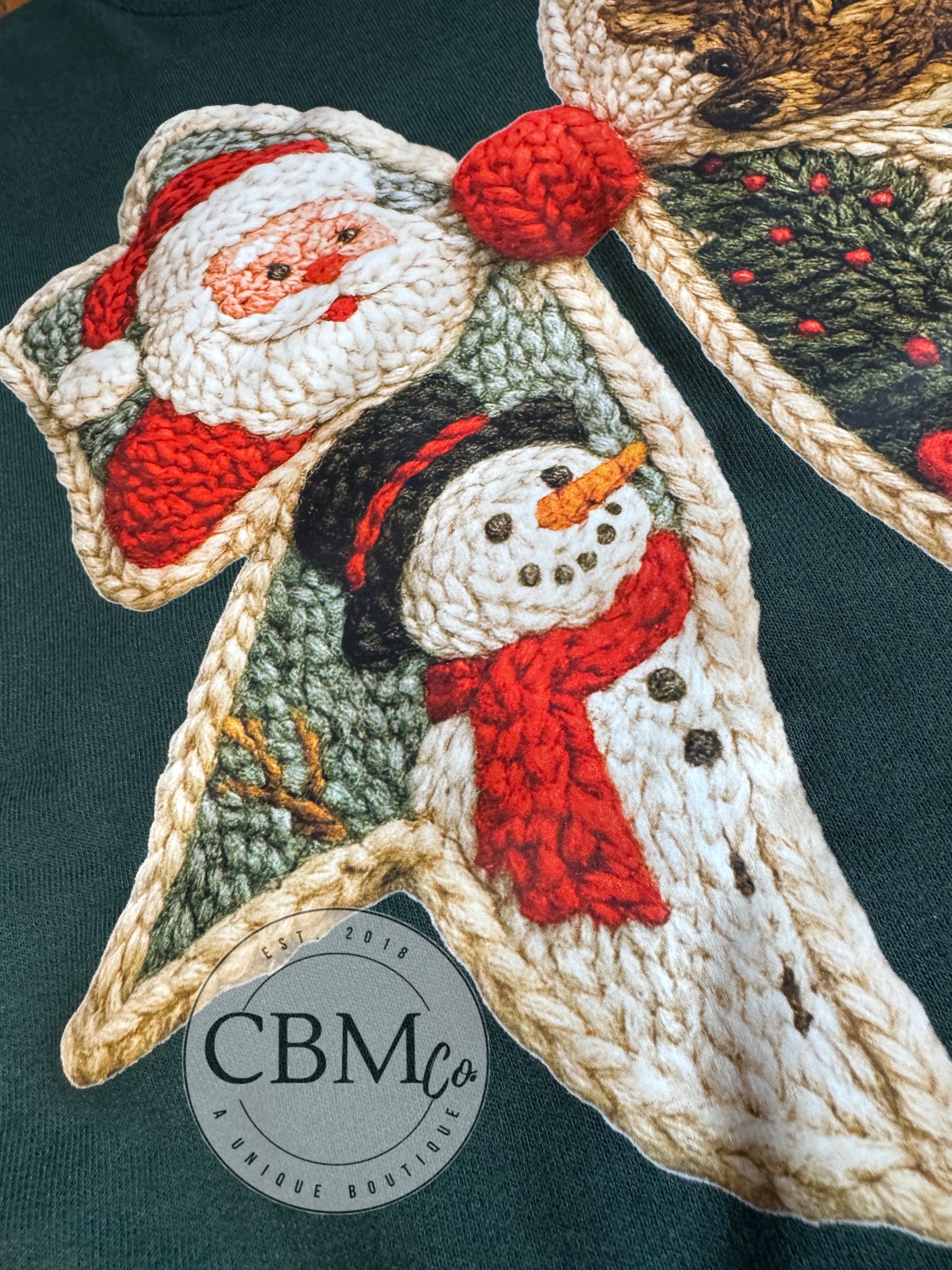 Christmas Bow Faux Crochet Sweatshirt