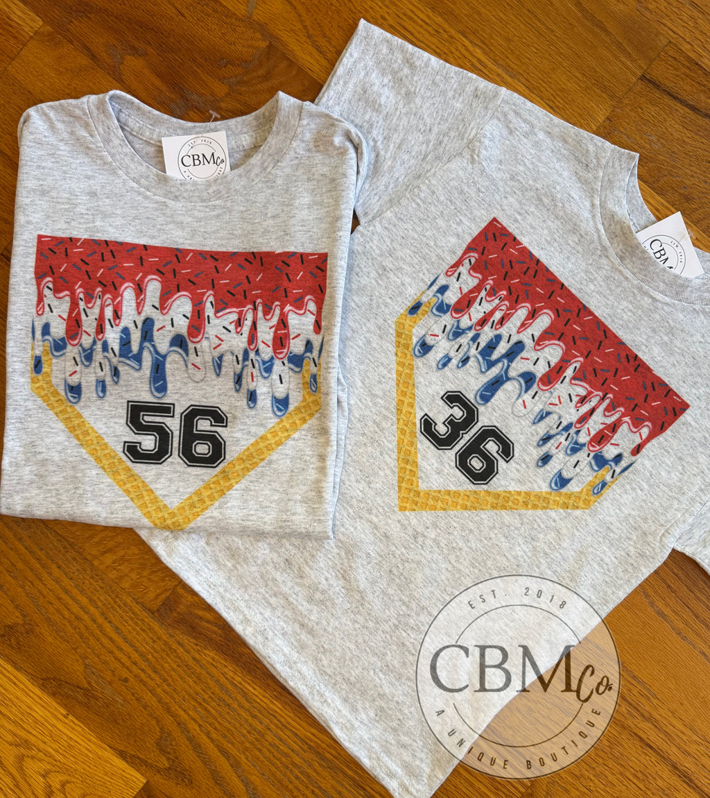 Baseball Ice Cream Drip - Customize with number!