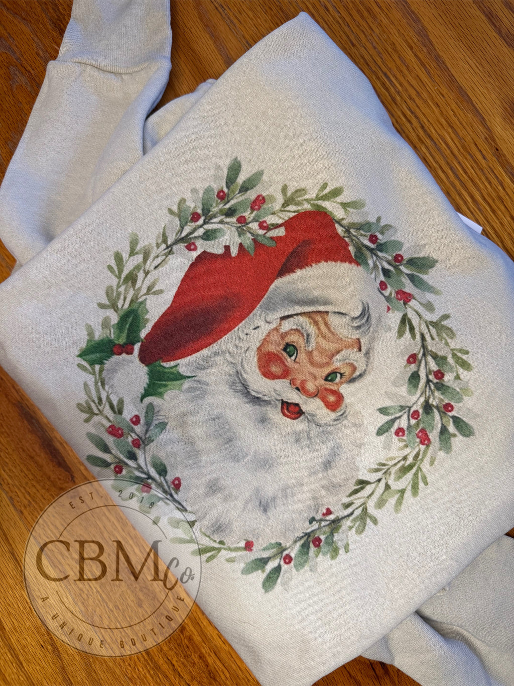 Vintage Santa Wreath Sweatshirt