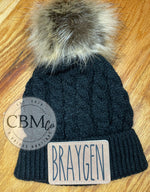 Youth Pom Beanies With Name Patch