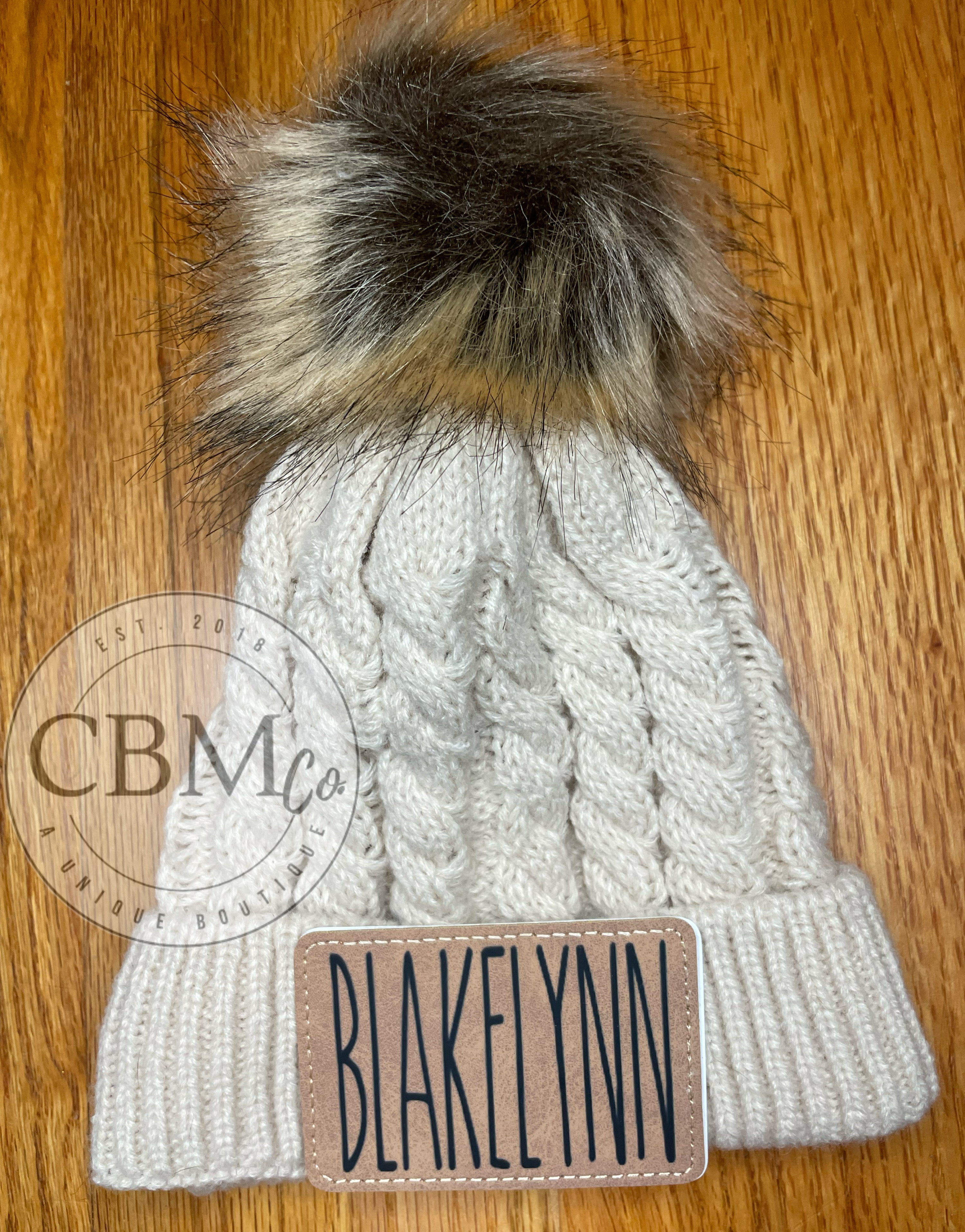 Youth Pom Beanies With Name Patch