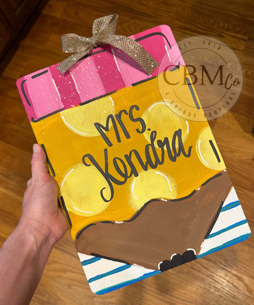 Hand Painted Pencil Clipboard - Custom Name