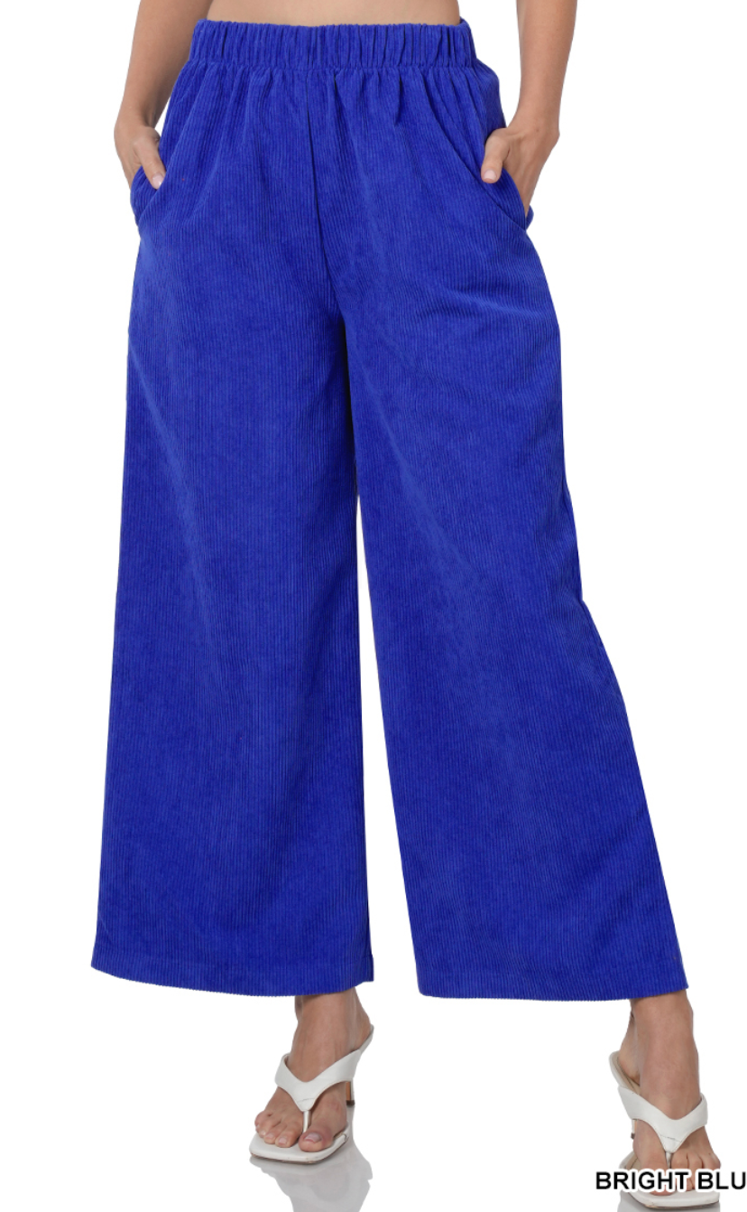 Zenana Corduroy Wide Leg Pant With Pockets