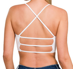 Zenana Seamless Ribbed 3 Strap Cross Back Bralette