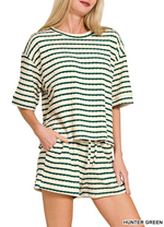 Zenana Striped Short Set