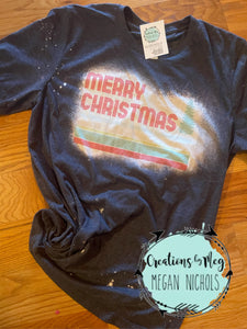 Merry Christmas Retro Bleached Tee