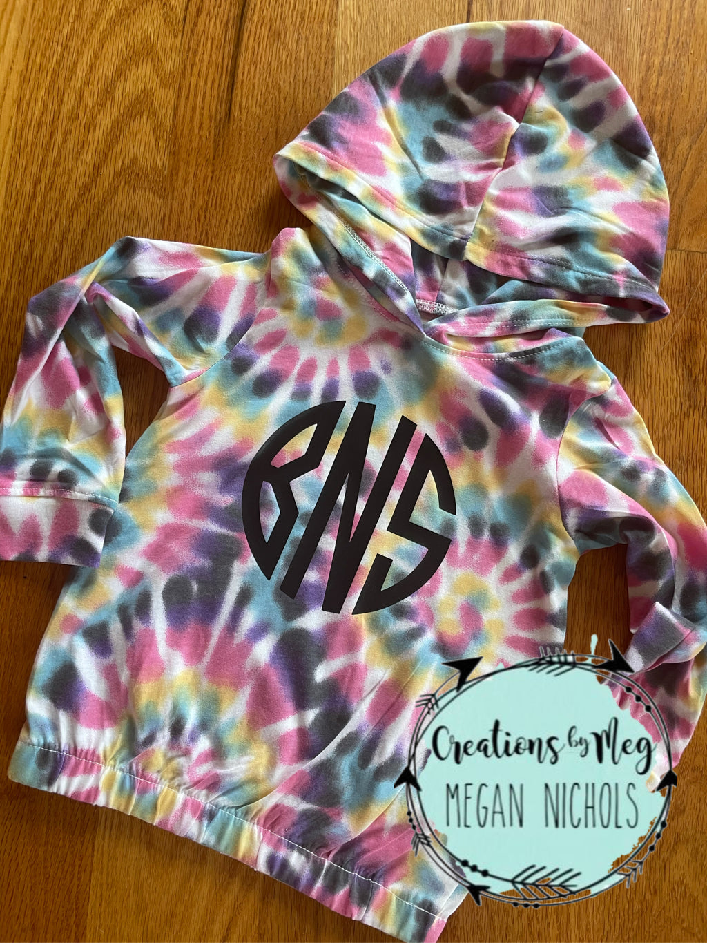 Toddler Tie Dye Monogram Long Sleeve Hoodie