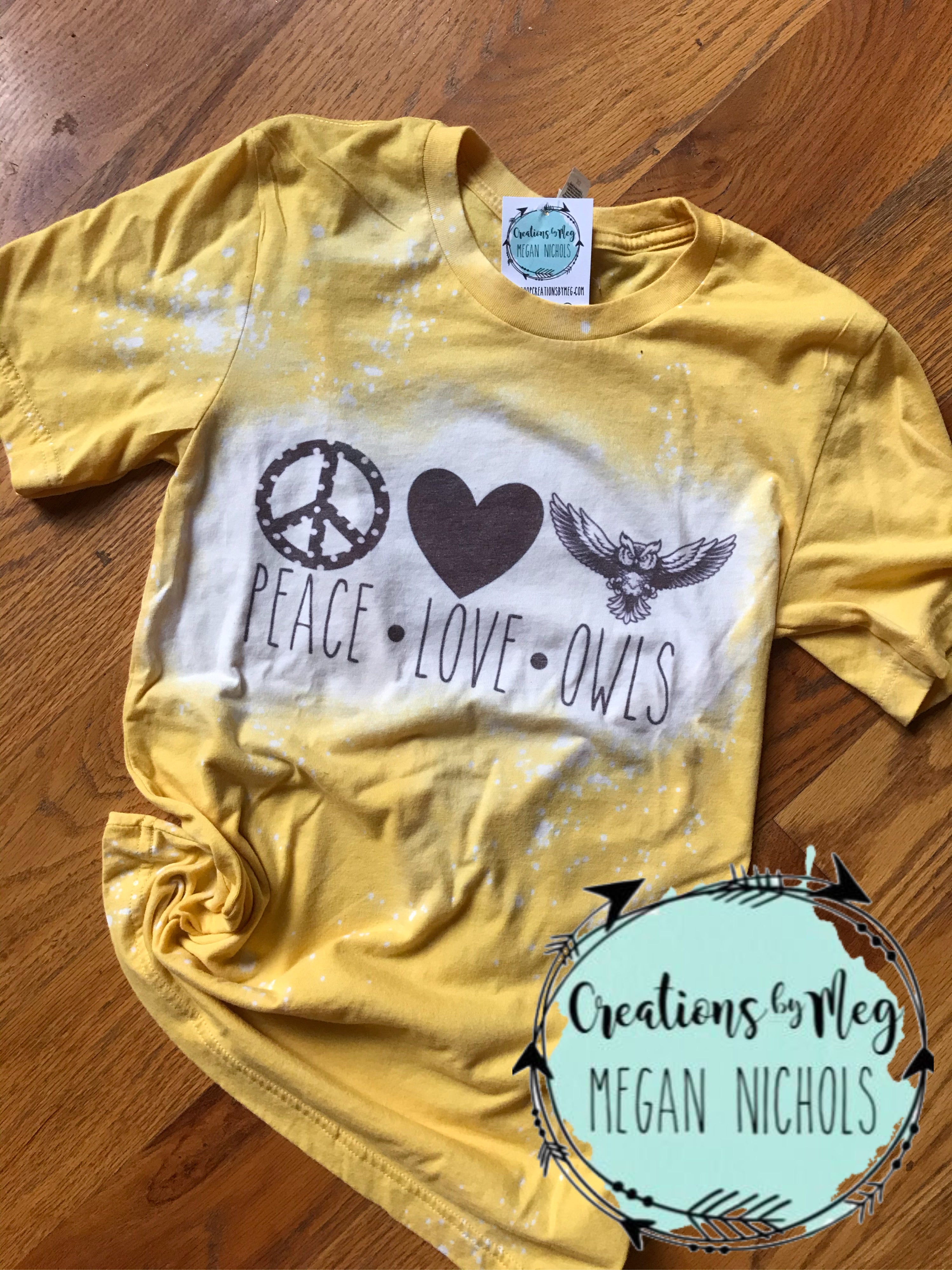 Peace Love Owls Bleached Tee