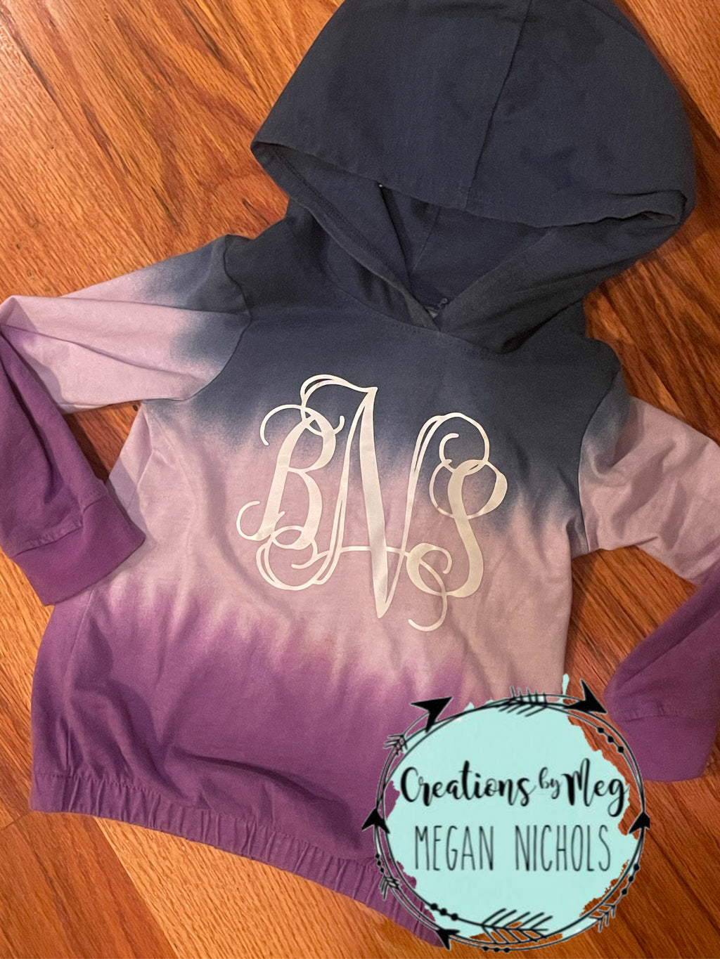 Toddler Purple Ombre Monogram Long Sleeve Hoodie