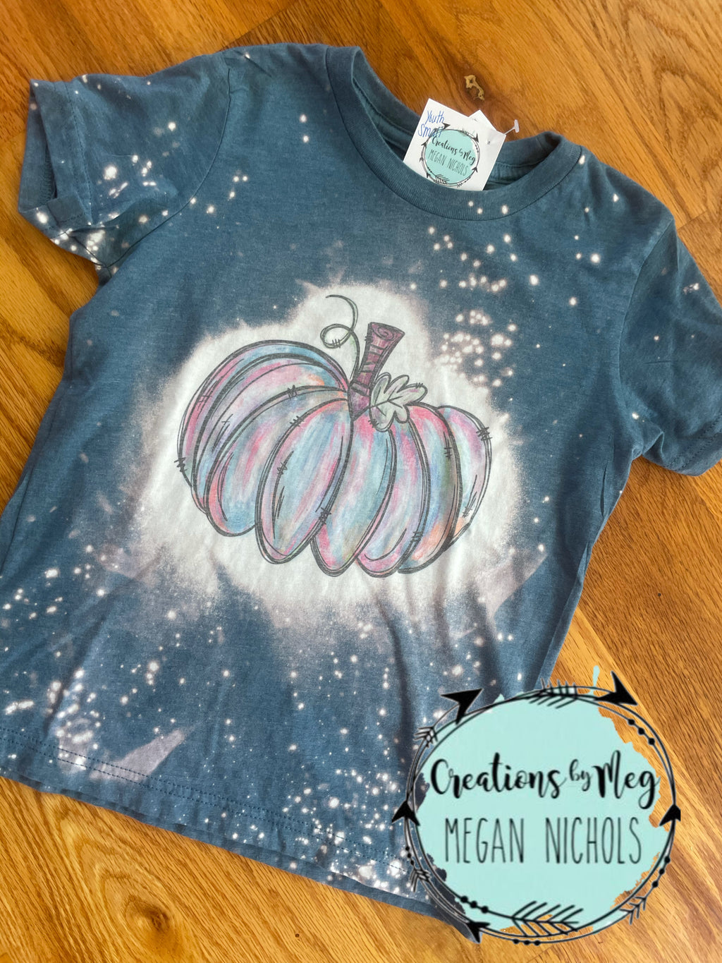 Watercolor Pumpkin Bleached Tee