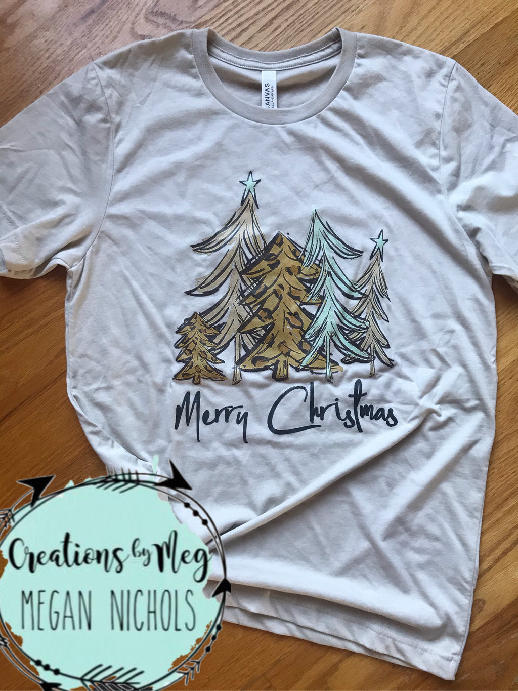 Merry Christmas Cheetah Trees Tee