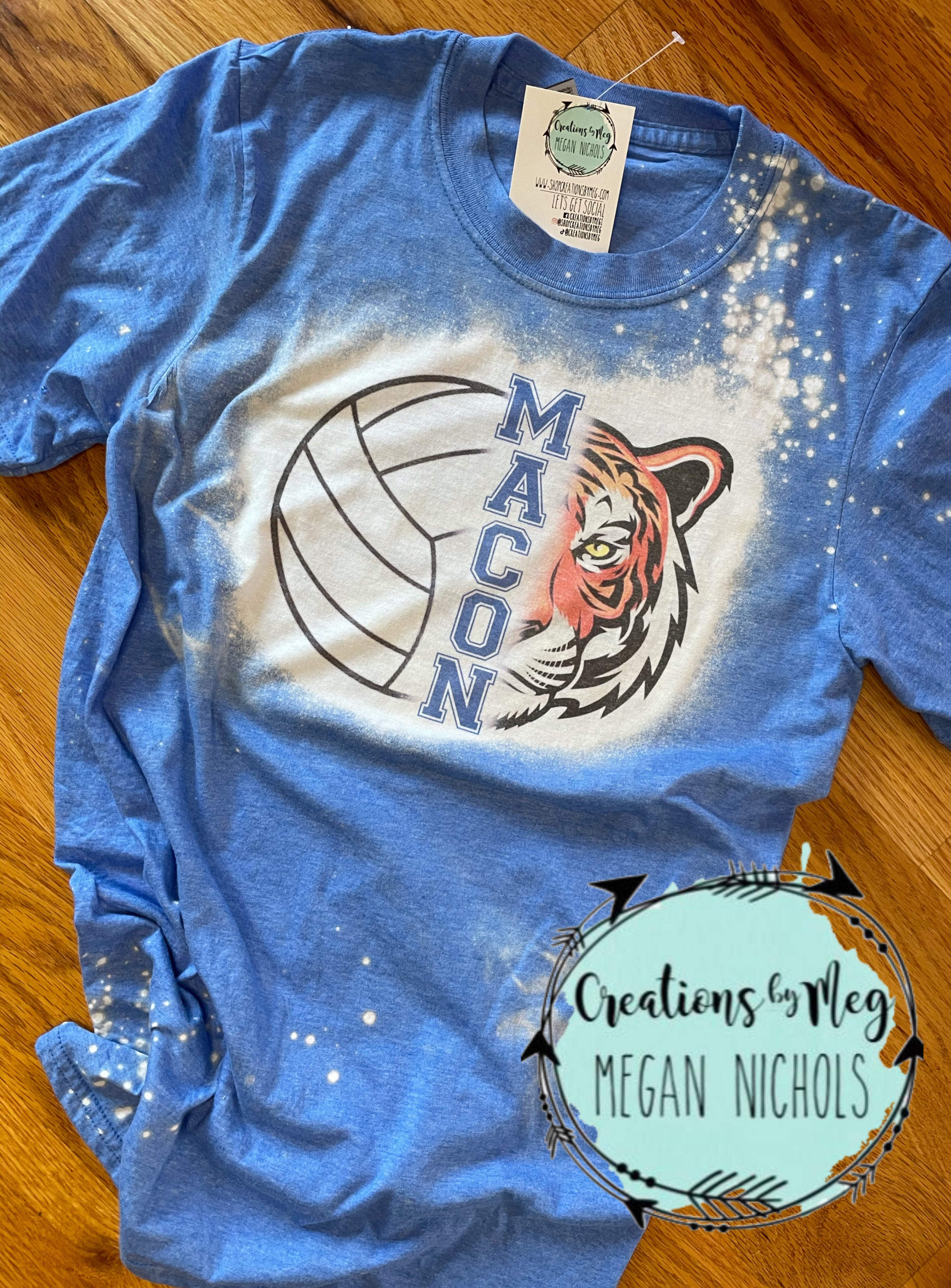 Tiger Volleyball Bleached Tee