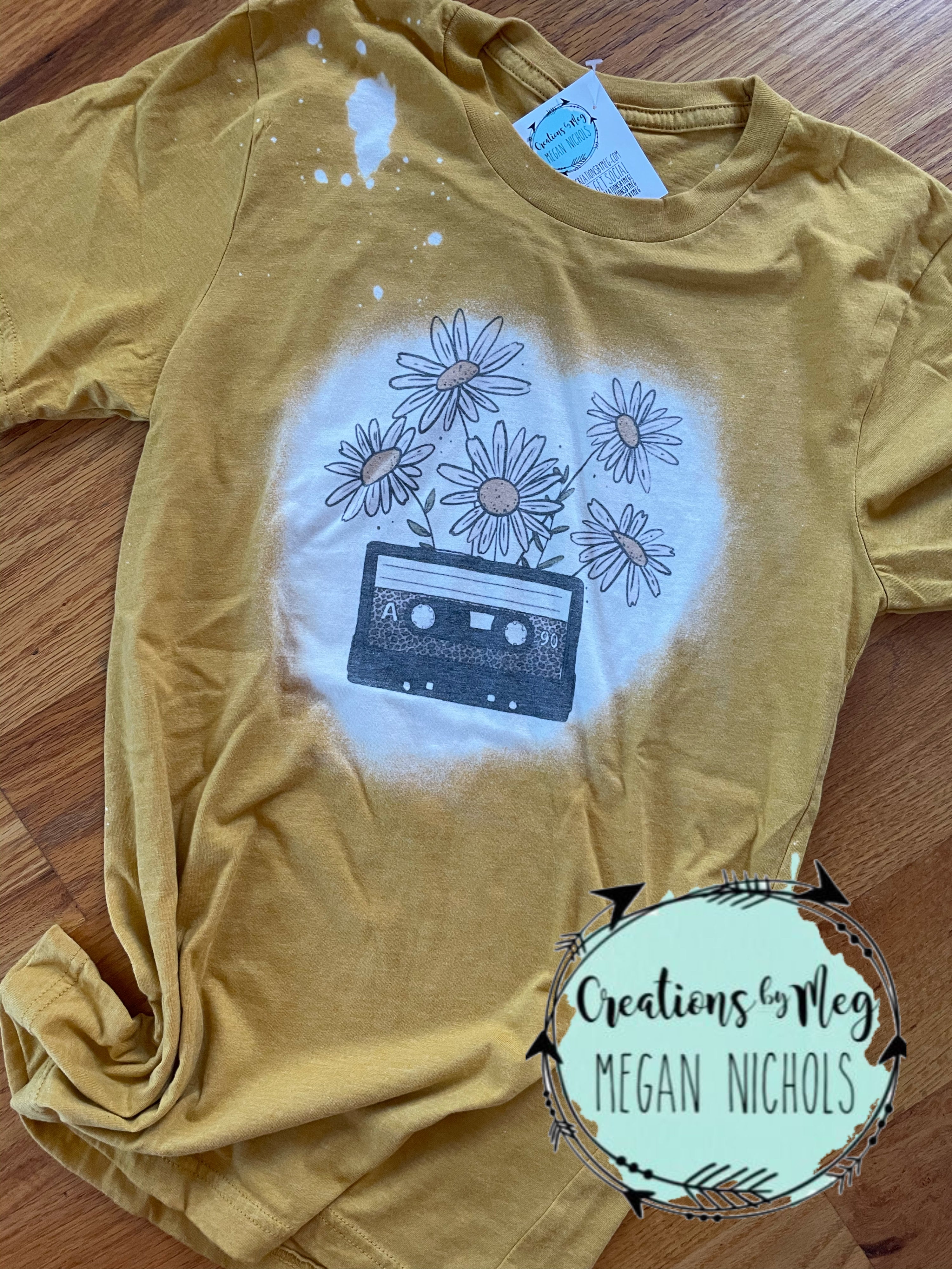 Vintage Cassette Daisy Bleached Tee