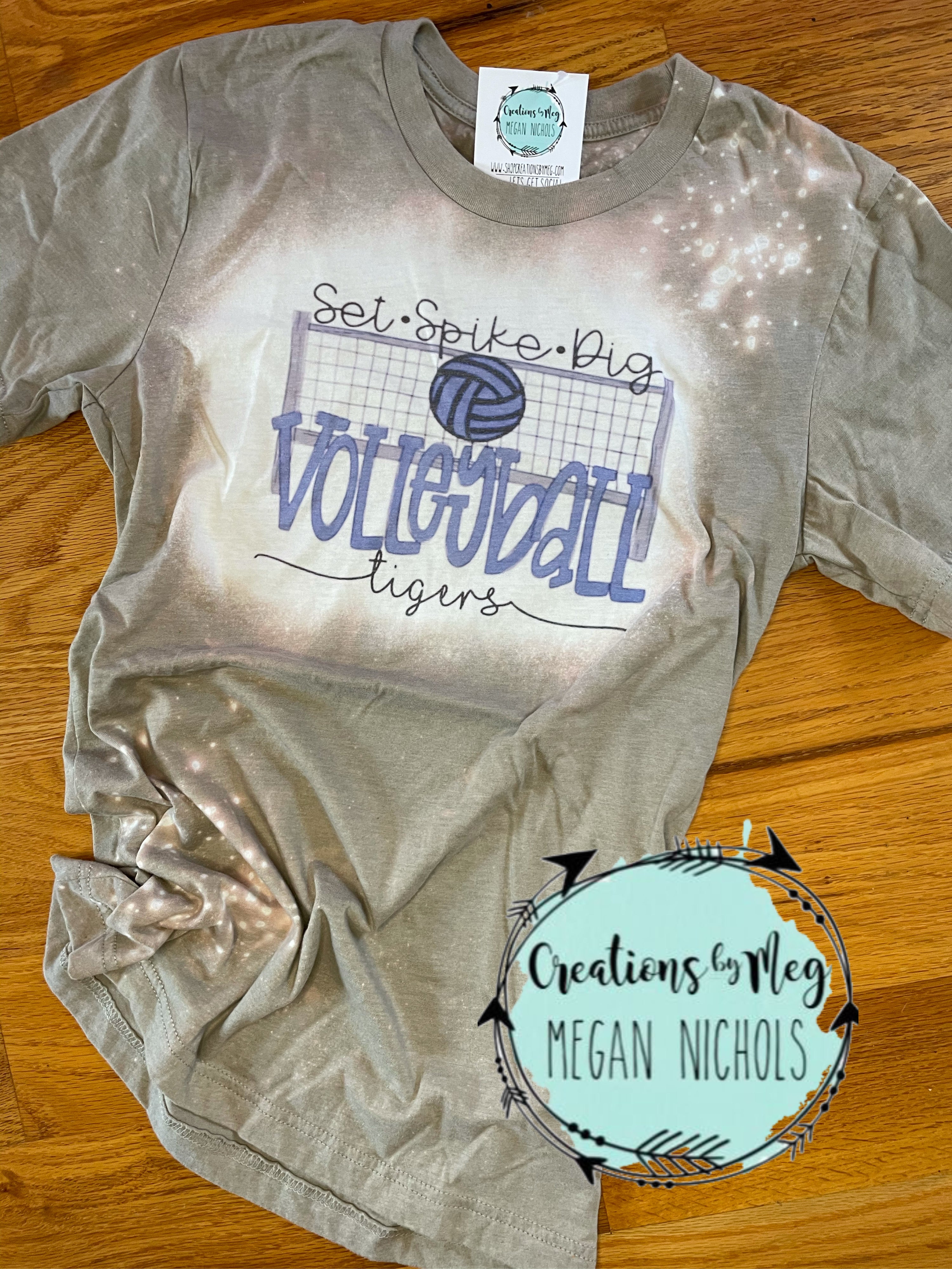 Set Spike Dig Volleyball Bleached Tee